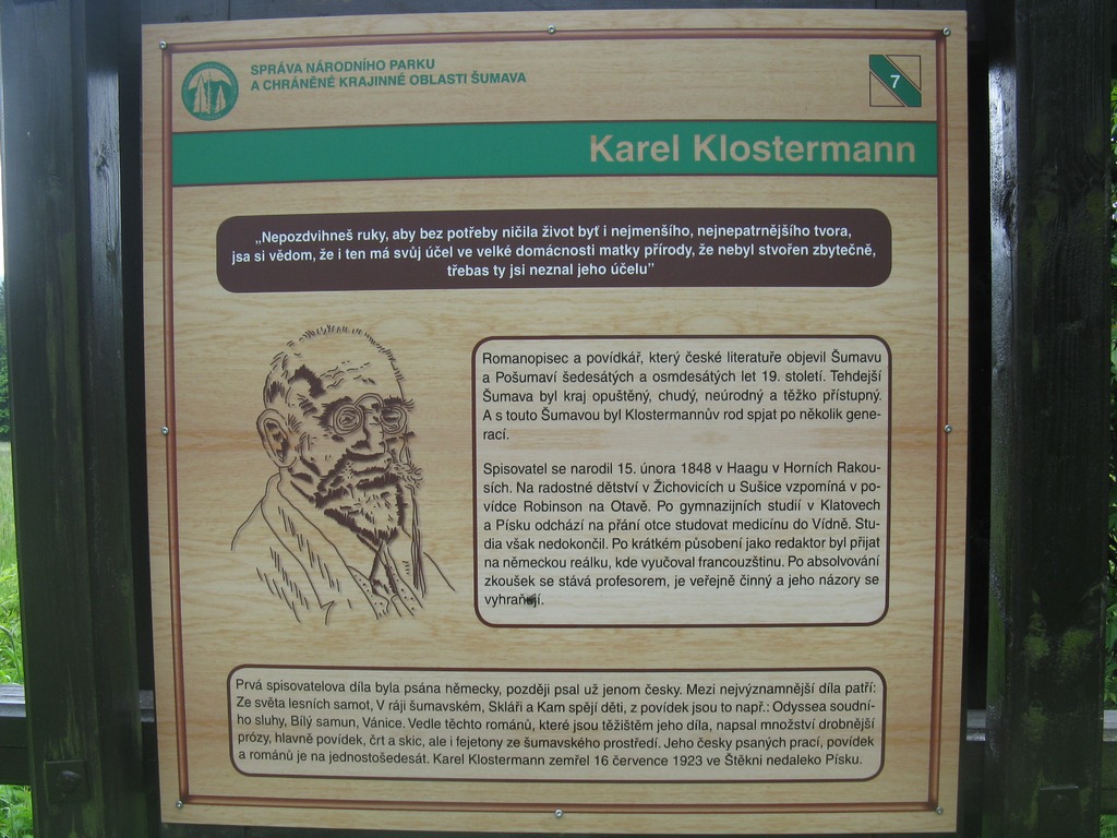 Karel Klostermann je známým spisovatelem spojeným se Šumavou